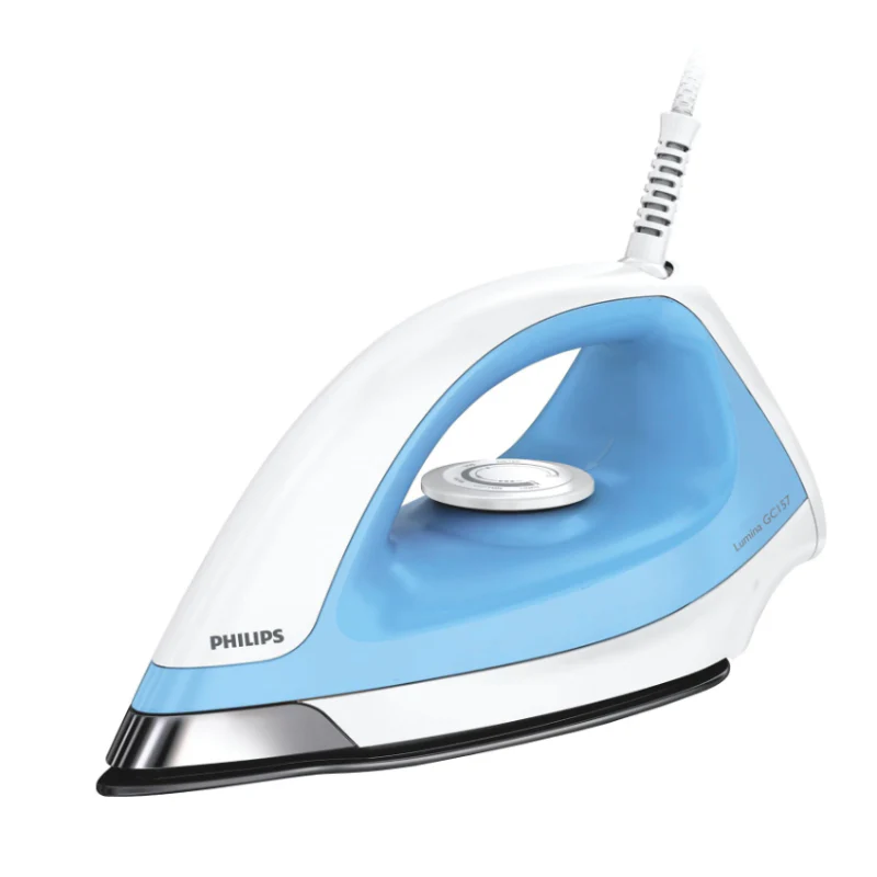Philips 1100 Watt Blue and White Dry Iron with Black American Heritage Soleplate Coating - GC157/02 - EMP