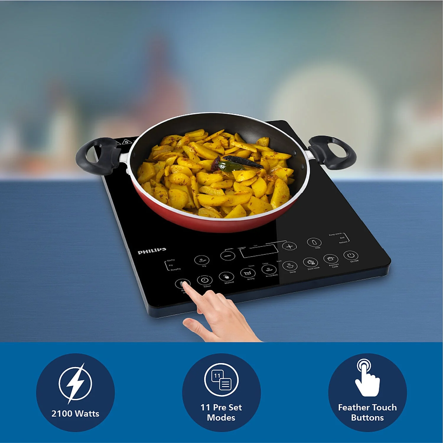 Philips 2100W Induction Cooktop with Triple MOV for 4kW surge protection and feather touch control - HD4995/00 - EMP - Image 6