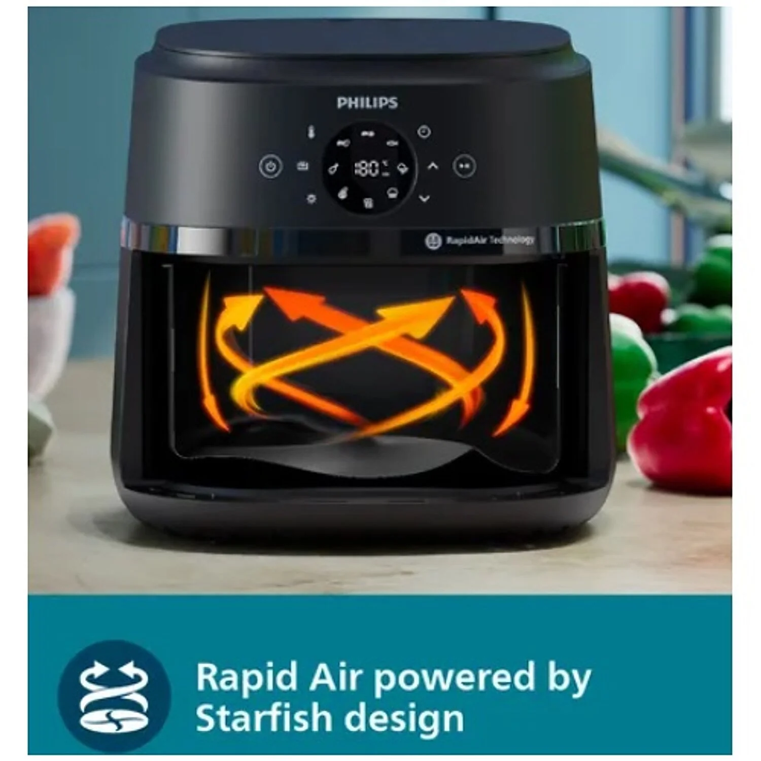 Philips 4.2L 1500 Watt Digital Airfryer with Rapid Air Technology - NA221/00 - Emp - Image 2