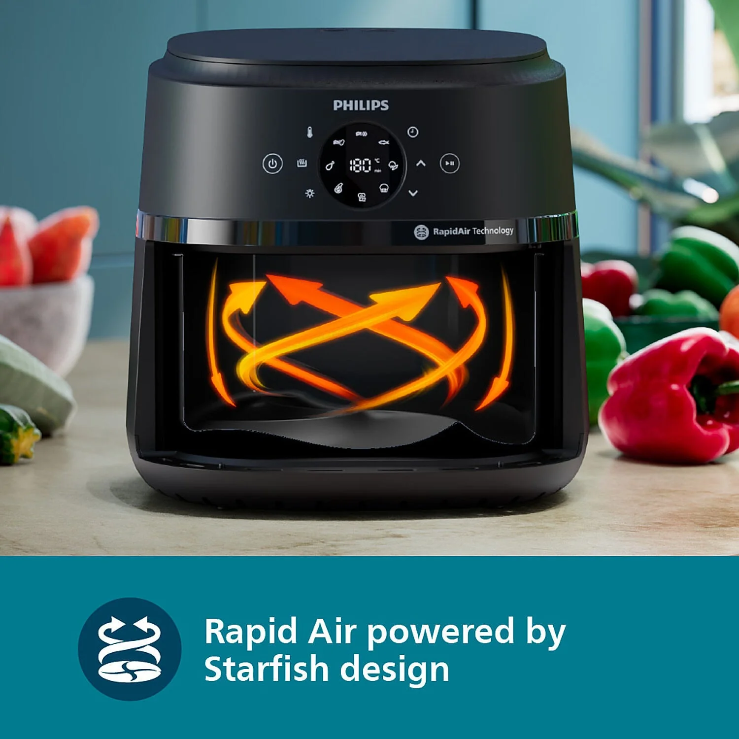 Philips 6.2 Liter Airfryer with Rapid Air Technology and Cooking window - NA231/00 - Emp - Image 4