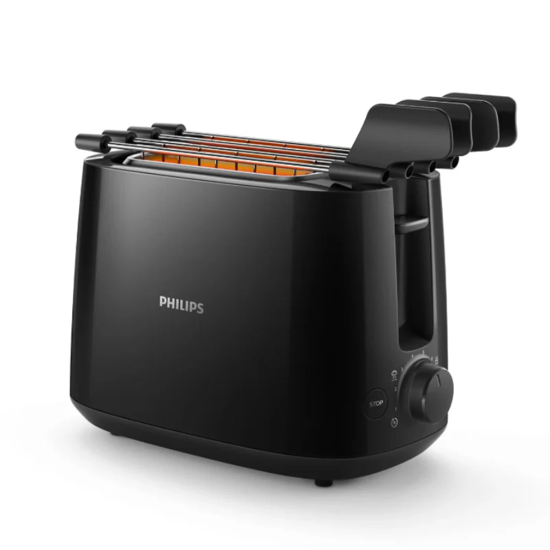 Philips 600 Watts 2-Slice Toaster with Integrated Bun Rack Black - HD2583/90 - EMP