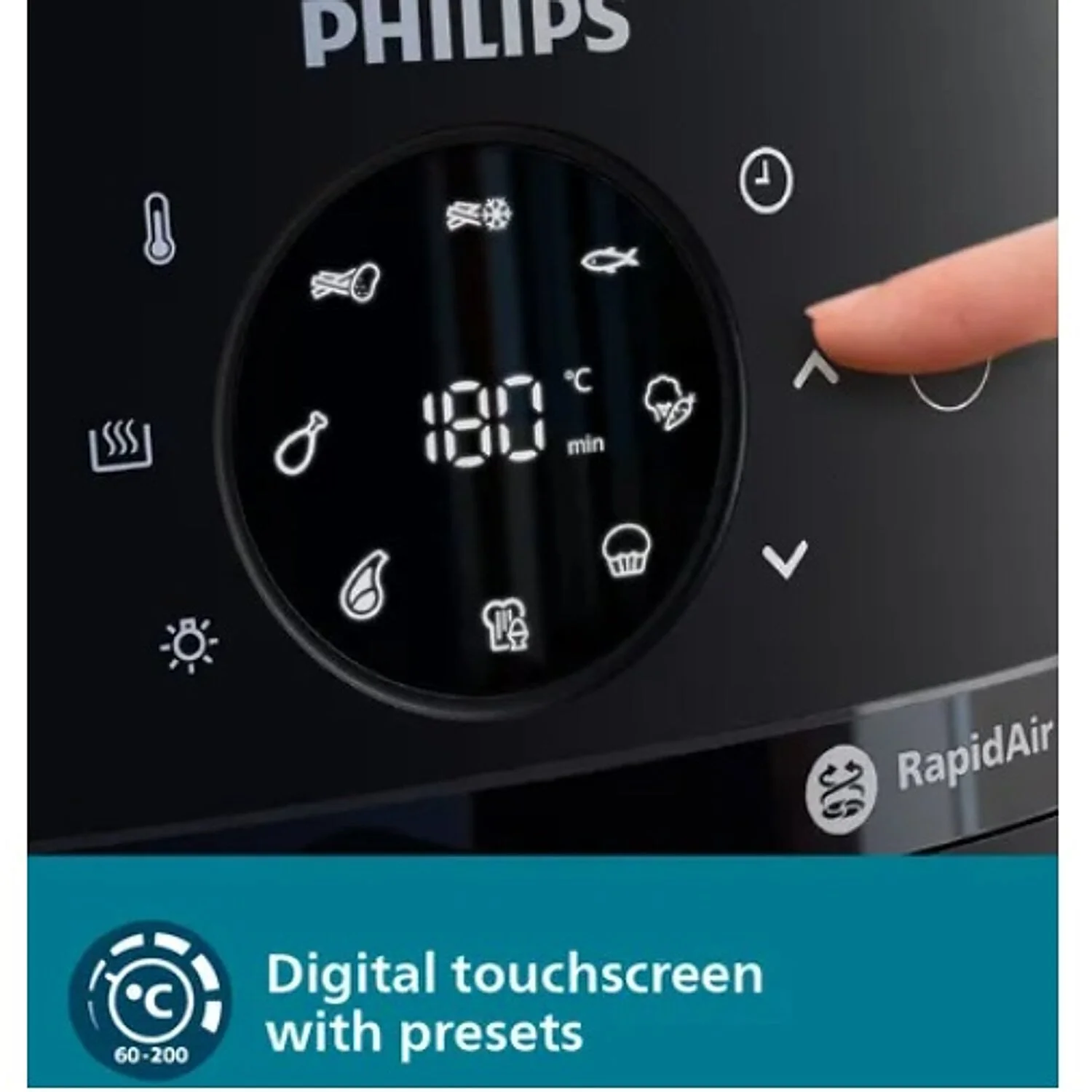 Refurbished Philips 4.2L 1500 Watt Digital Air Fryer with Rapid Air Technology - NA221/00 - Image 3