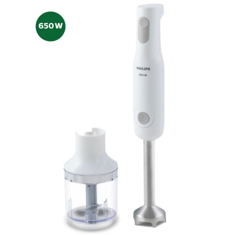 RefurbishedÂ Philips 650W White Hand Blender with Detachable Steel Rod and Compact Chopper - HL1600/02