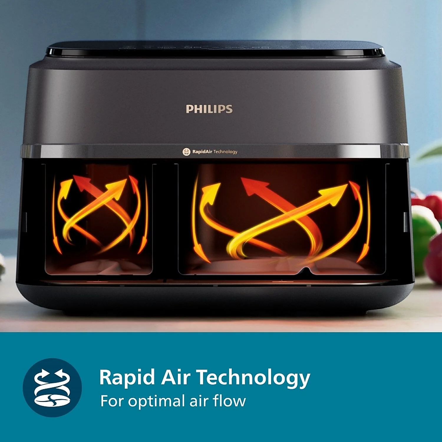 Refurbished Philips 9L Airfryer with Dual Baskets for Full Tray Cooking & 8 Preset Menus - NA352/00 - Image 4